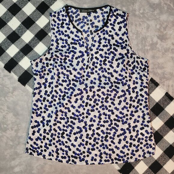 M | Willow & Thread | Polka-Dot Sleeveless V-Neck Blouse - Picture 1 of 5
